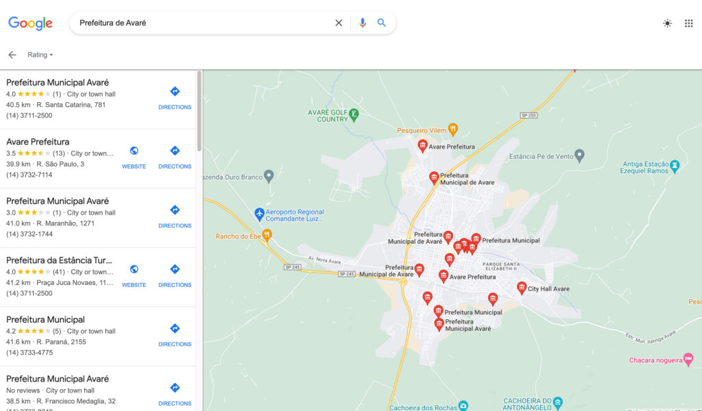 Múltiplos Perfis Fakes da Prefeitura de Avaré no Google